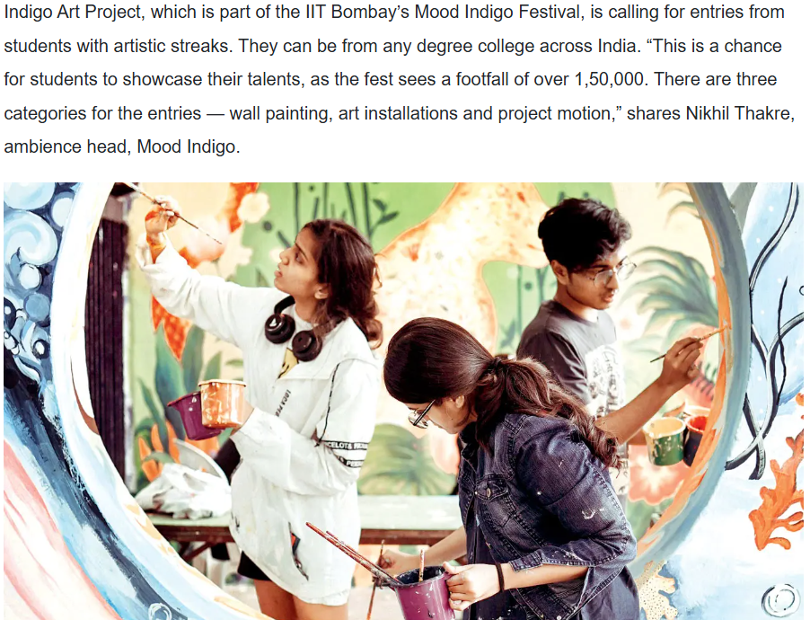 Mid-Day clipping quoting Nikhil Thakre on the Indigo Art Project