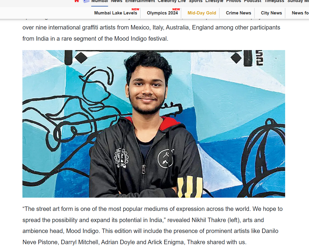 Mid-Day clipping featuring Nikhil Thakre on the Street Art Project